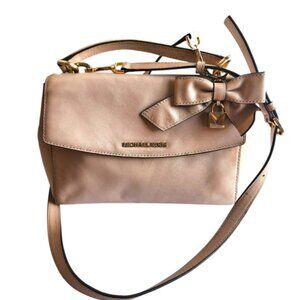 Michael Kors Ava Pastel Soft Pink Crossbody Bag w/ Gold Accents & Bow